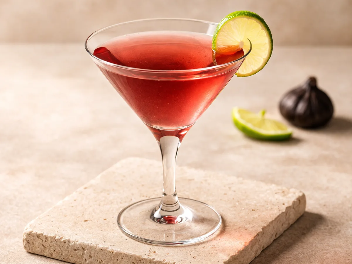 Cocktail cosmopolitan avec un twist d'ail noir