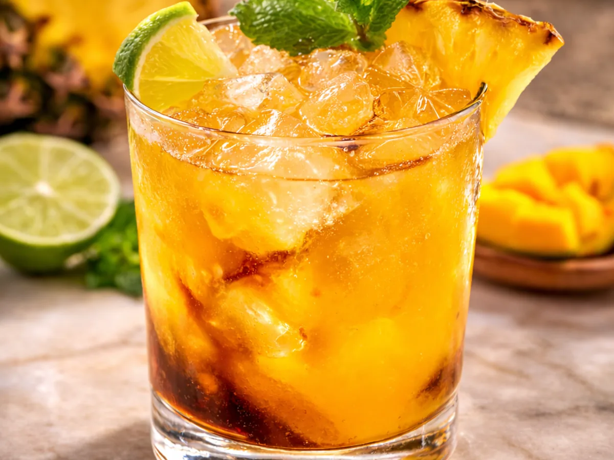 Cocktail tropical à l'ail noir