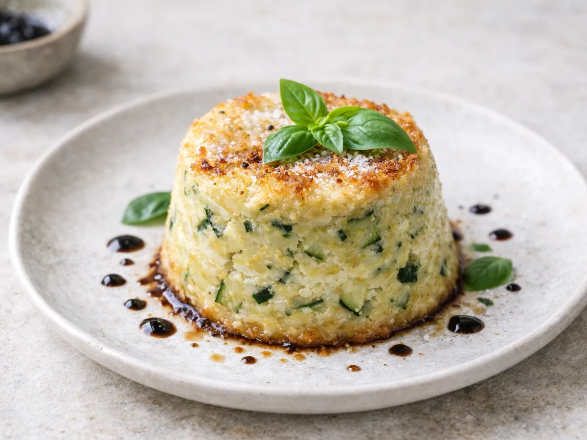 Flan de courgettes à l'ail noir et parmesan