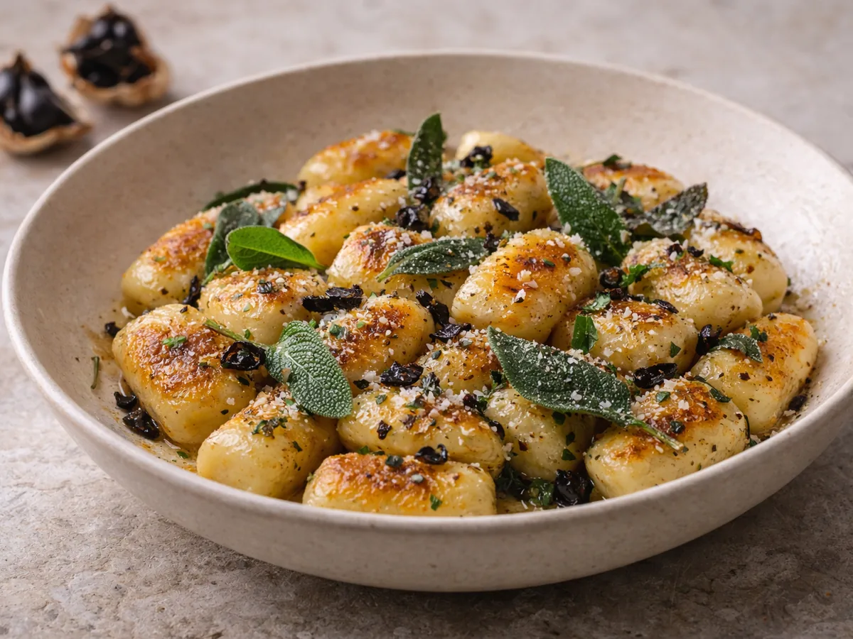 Gnocchis poêlés à la sauge et ail noir
