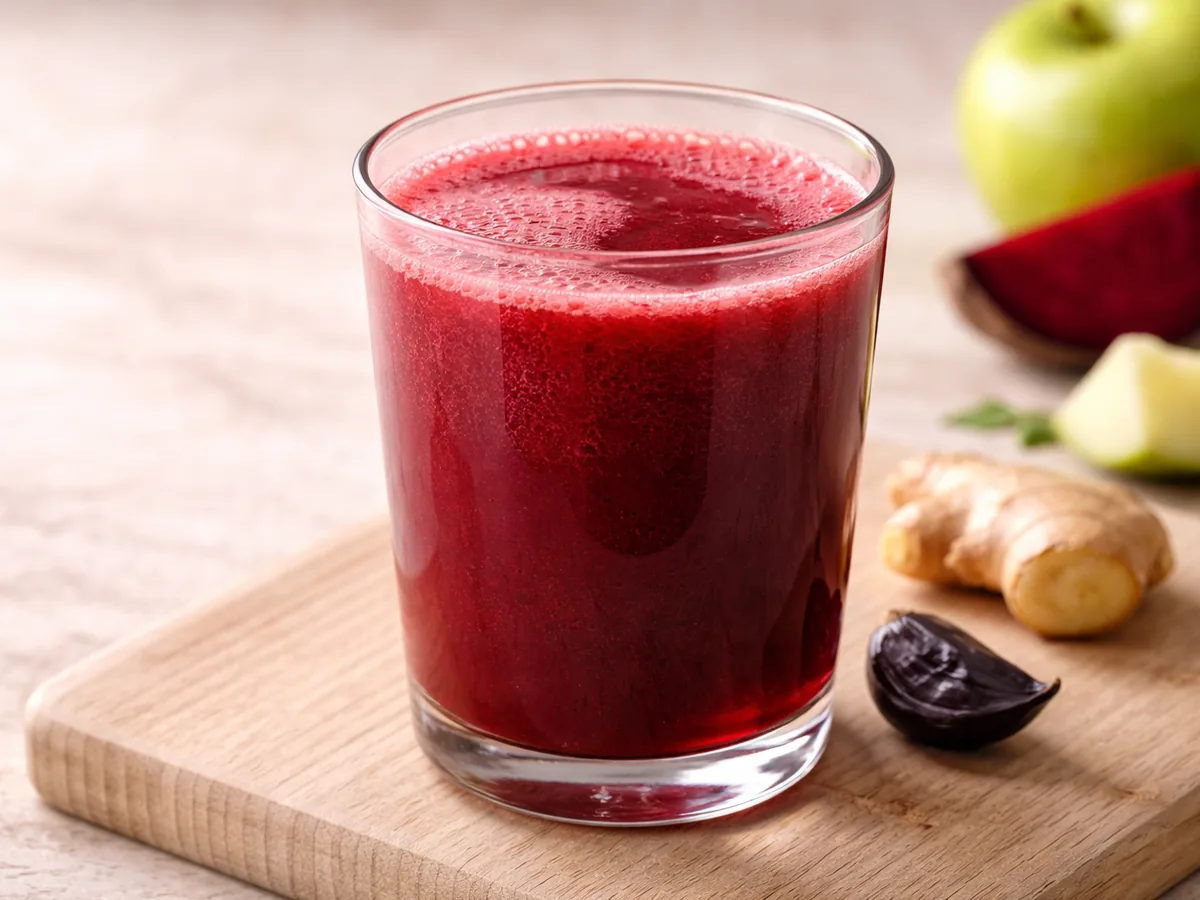 Jus de Betterave, Pomme et Ail Noir pour purifier le sang