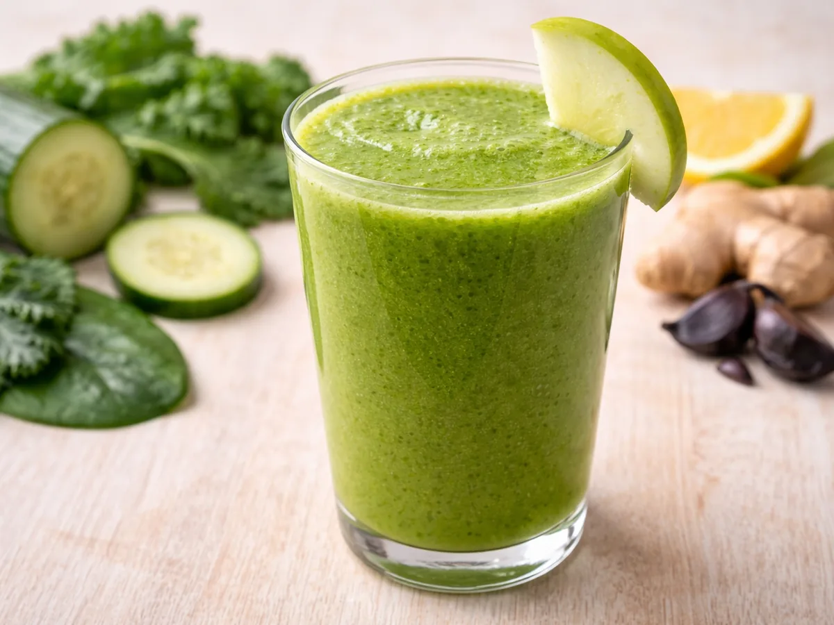 Jus Vert Détoxifiant à l'Ail Noir