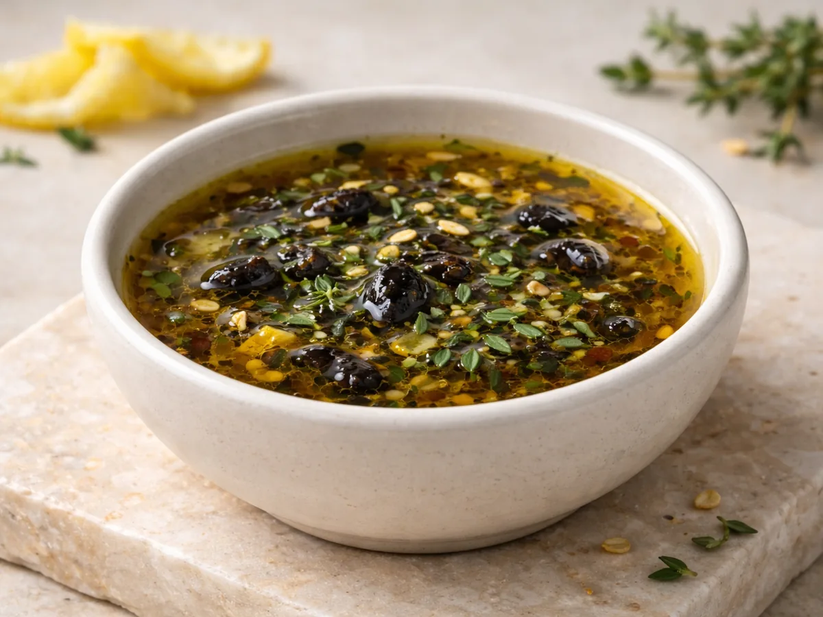 Marinade au Citron, Thym et Ail Noir pour Poissons