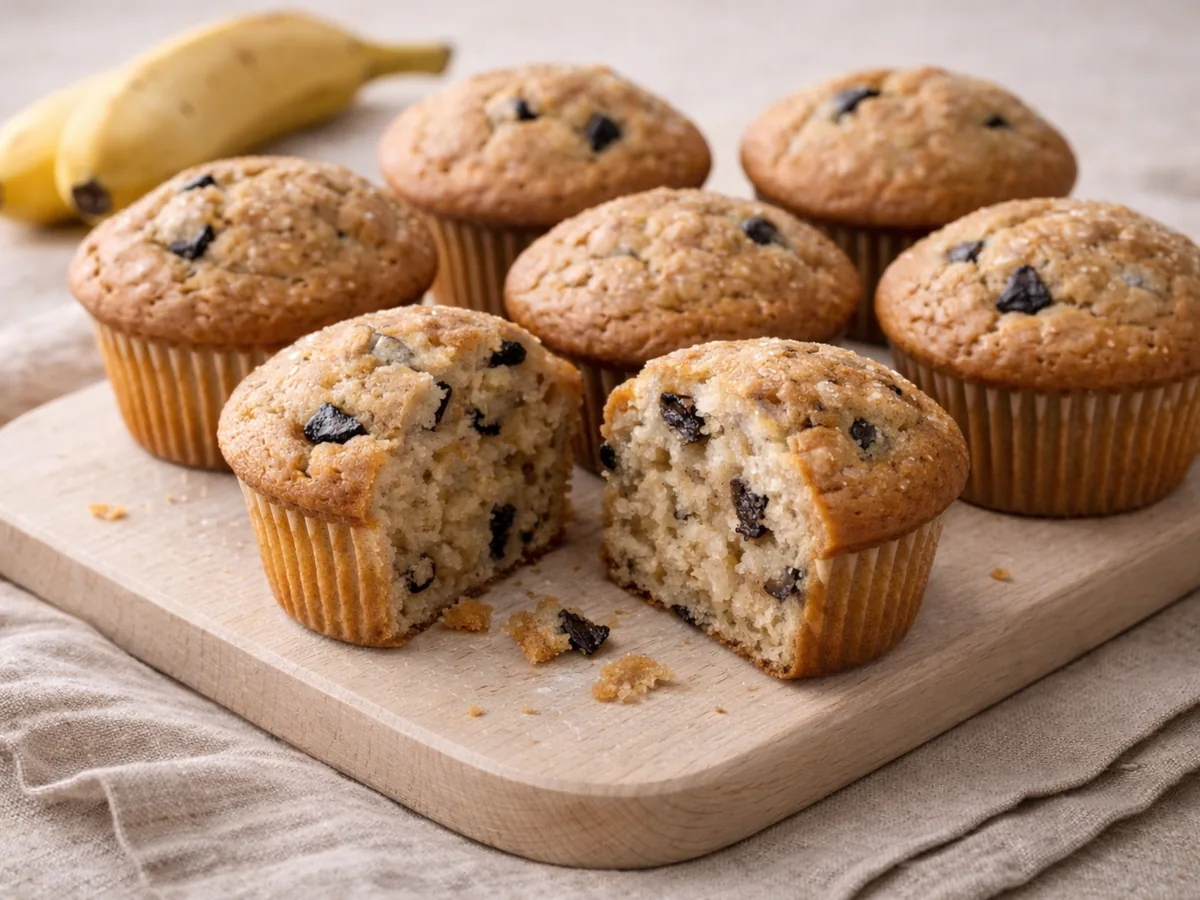 Muffins moelleux à la banane, agrémentés d'ail noir