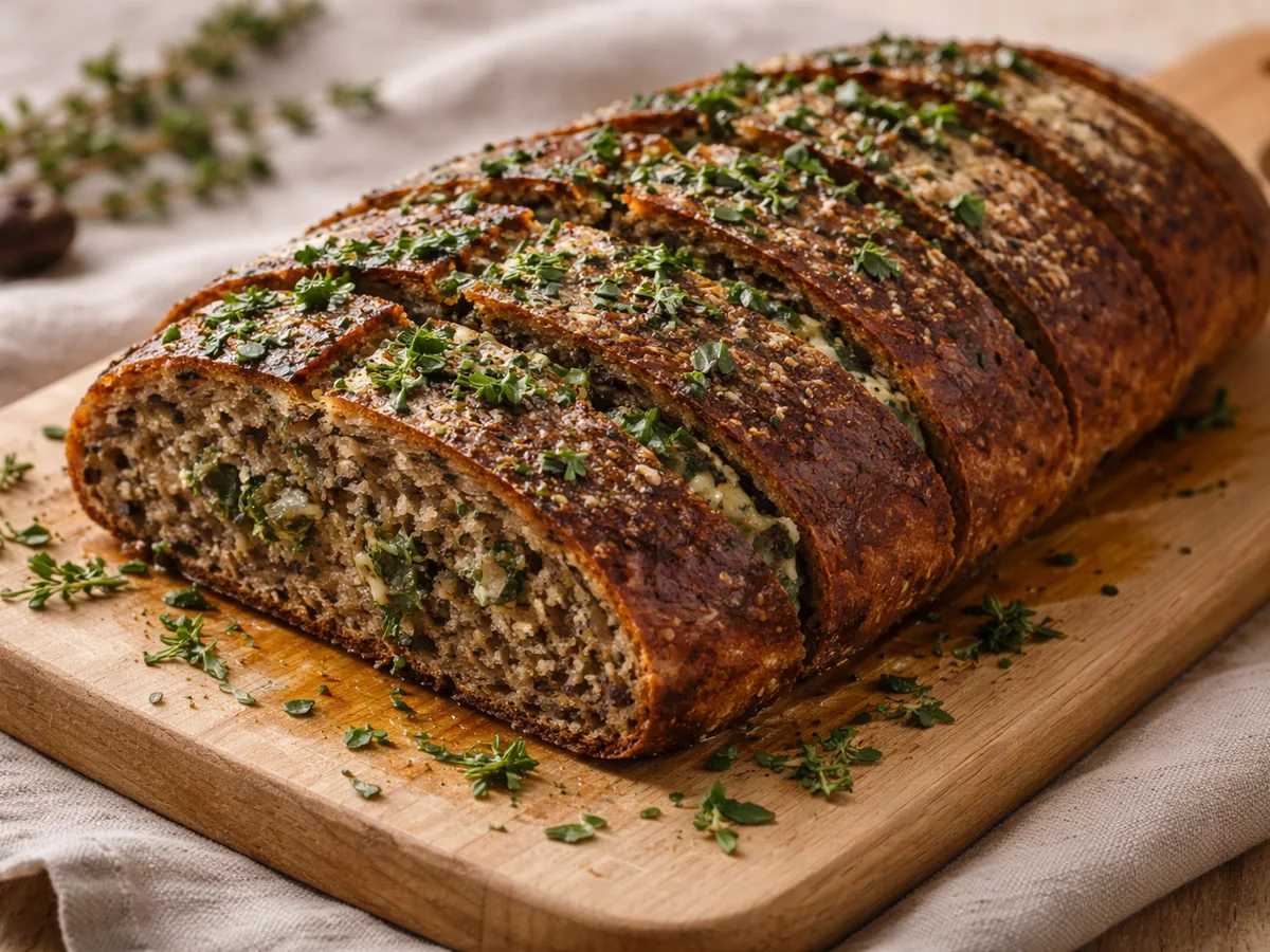 Pain à l'ail noir et herbes fraîches