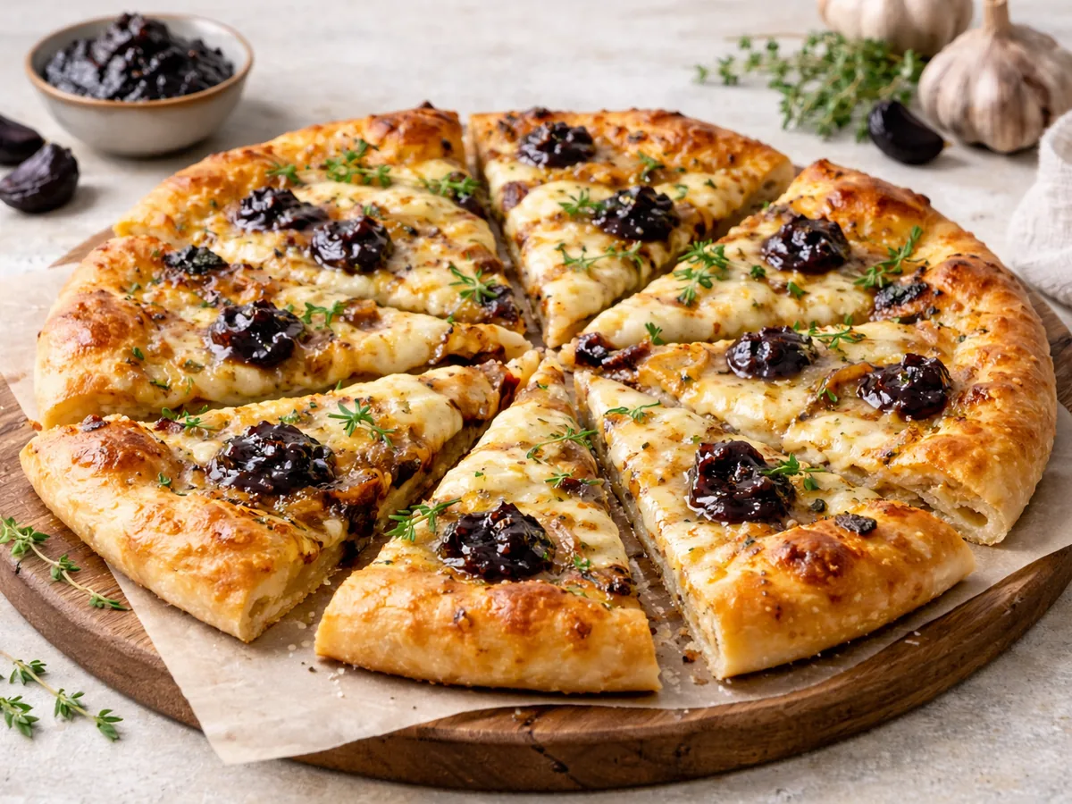 Pizza Gourmet à la confiture d'Ail Noir et comté