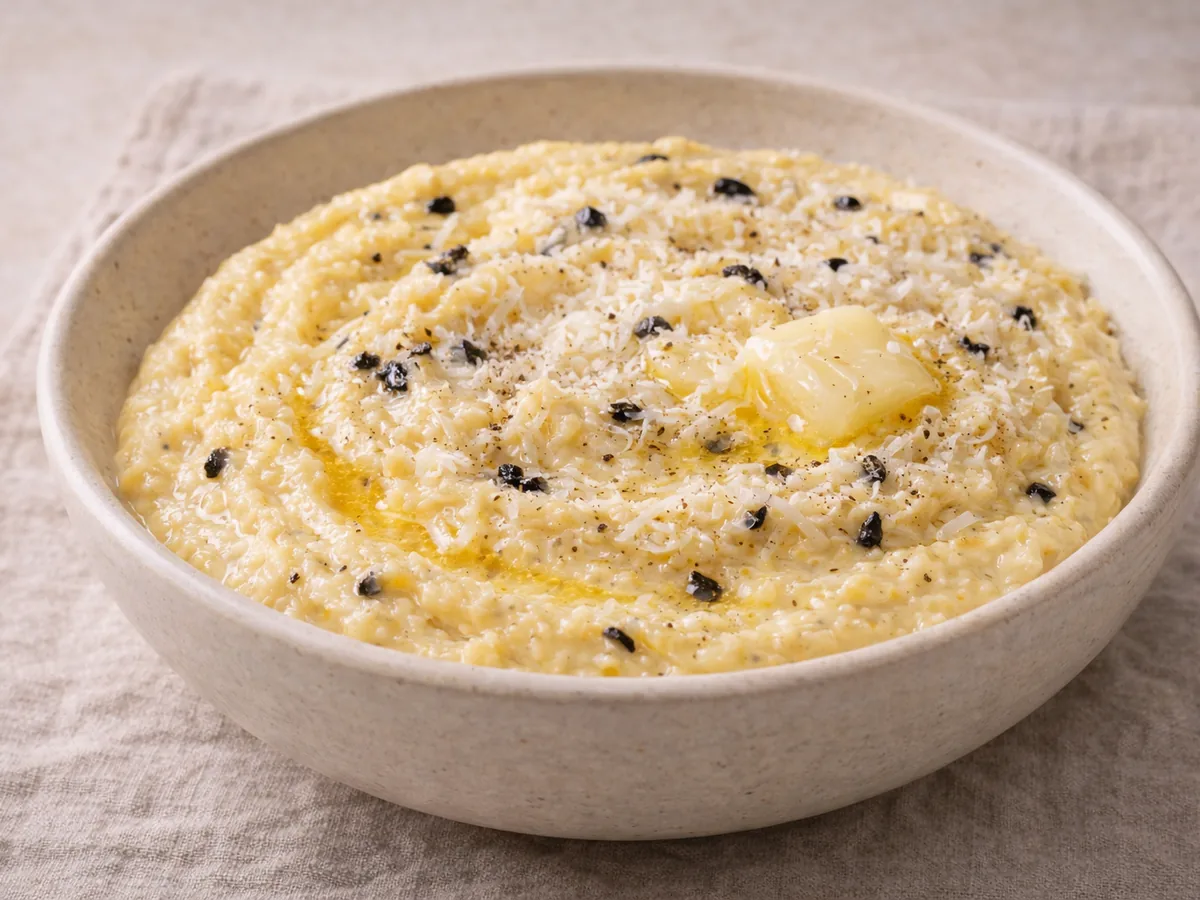 Polenta crémeuse à l'ail noir et parmesan