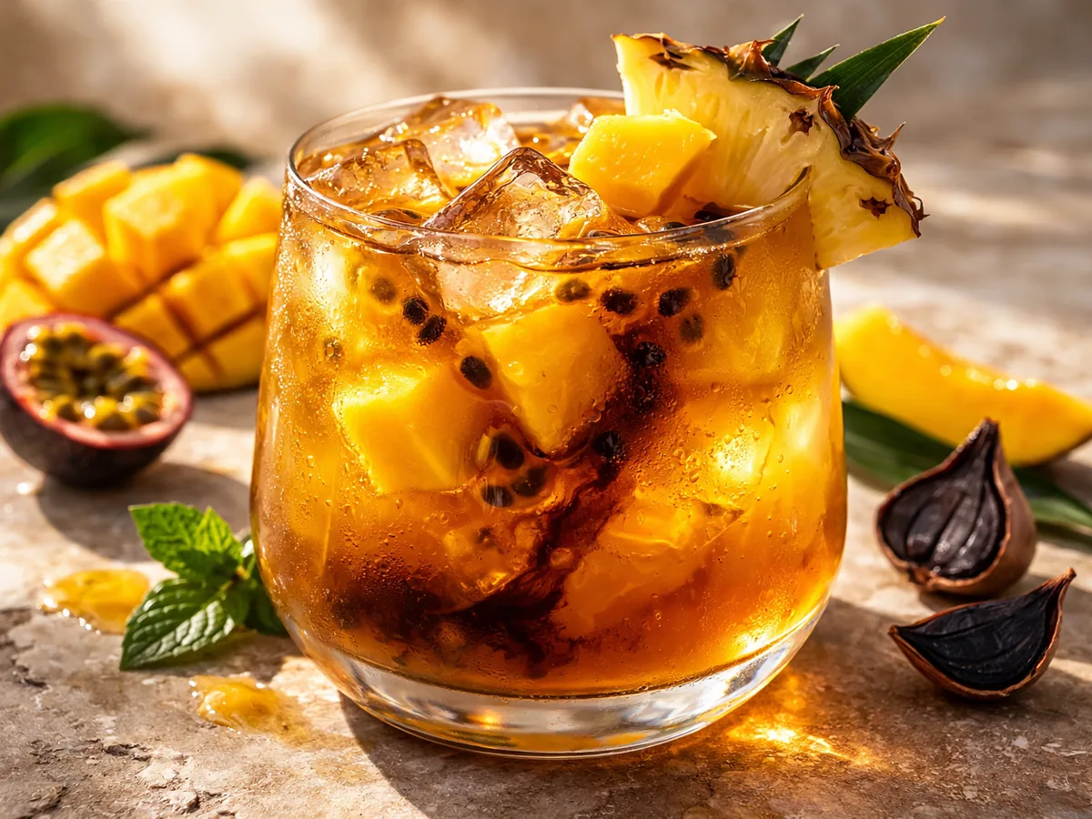 Punch tropical à l'ail noir