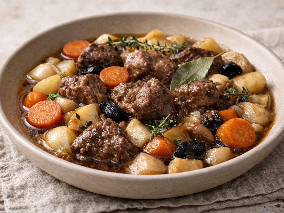 Ragout d'agneau aux légumes d'hiver et ail noir