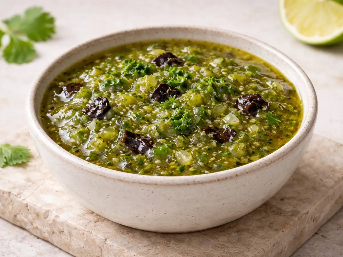 Sauce Tomatillo et Ail Noir pour Tacos