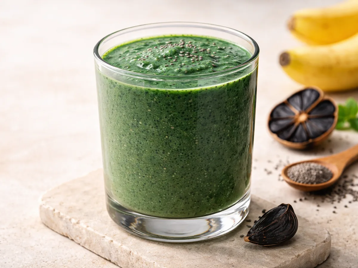 Smoothie Énergisant à l'Ail Noir et Spiruline