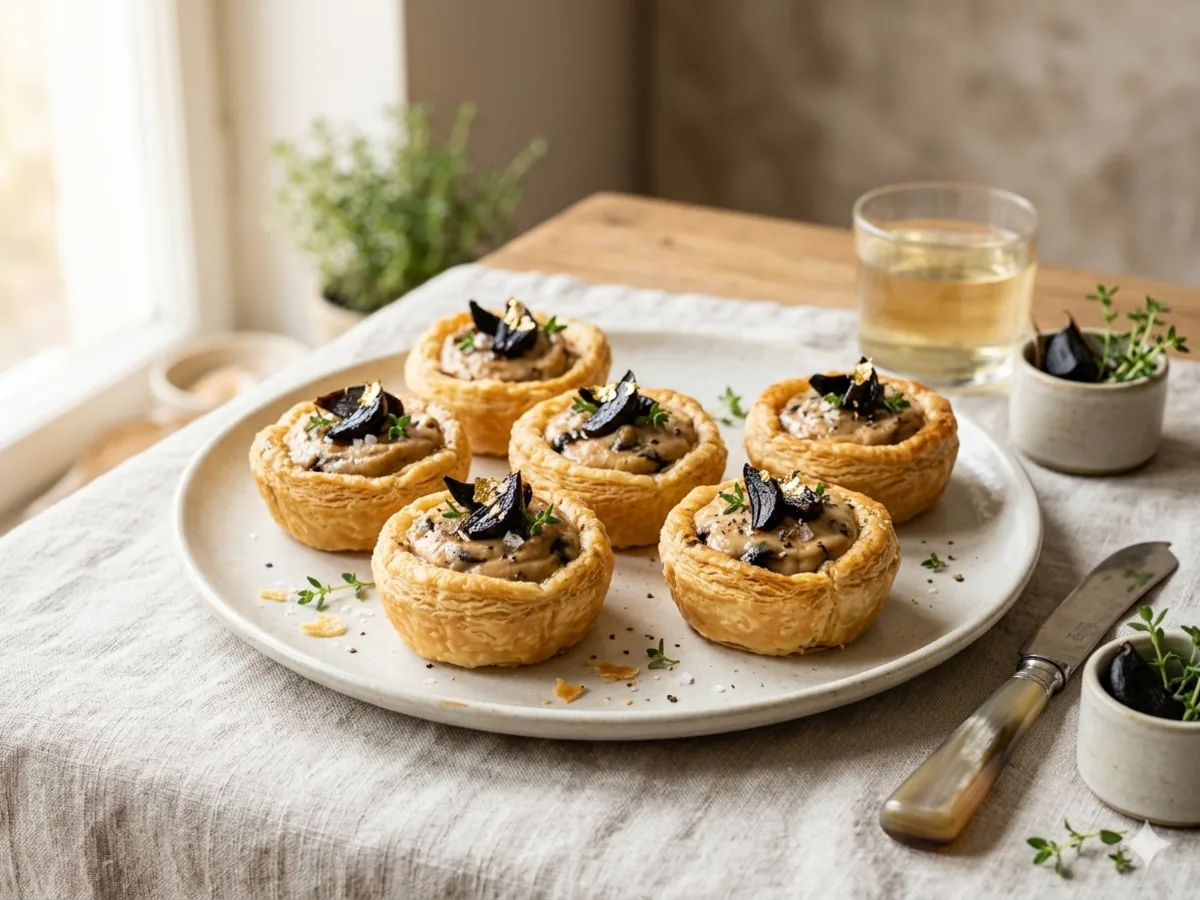 Tarte Feuilletées à l'Ail Noir et Foie Gras pour Apéritif